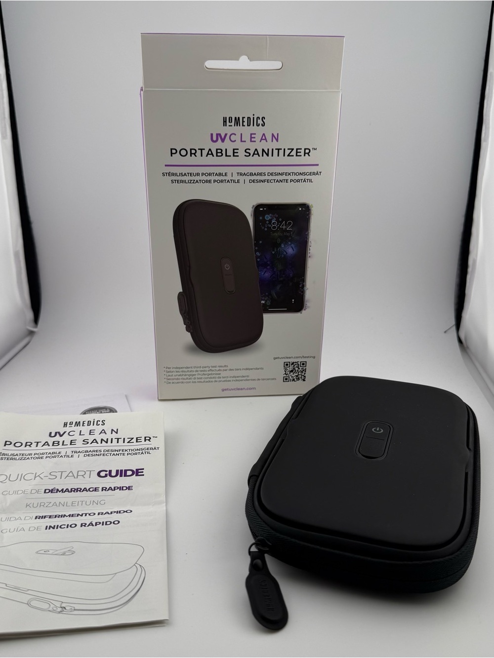 NEW HoMedics UV Clean Portable Phone Sanitizer Black germ sanitizer